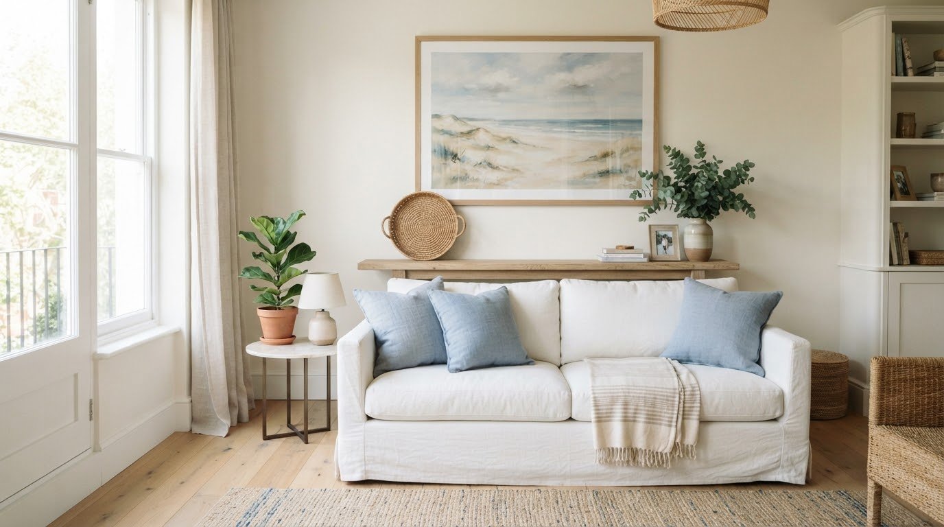23 Blue and White Summer Living Room Decor Ideas